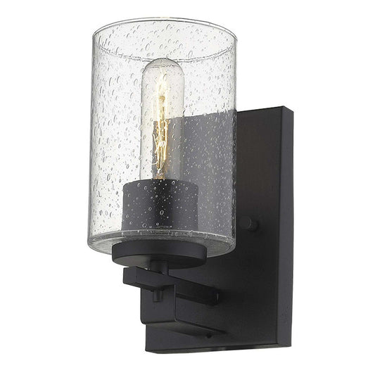 Black Metal and Textured Glass Wall Sconce - Homeroots - Flyclothing LLC