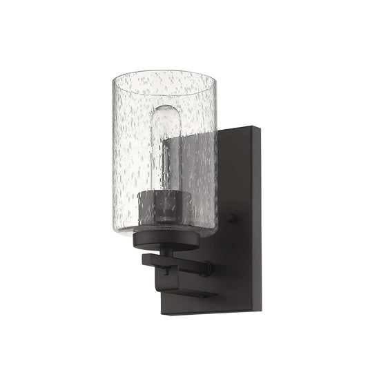 Bronze Metal and Textured Glass Wall Sconce - Homeroots - Flyclothing LLC