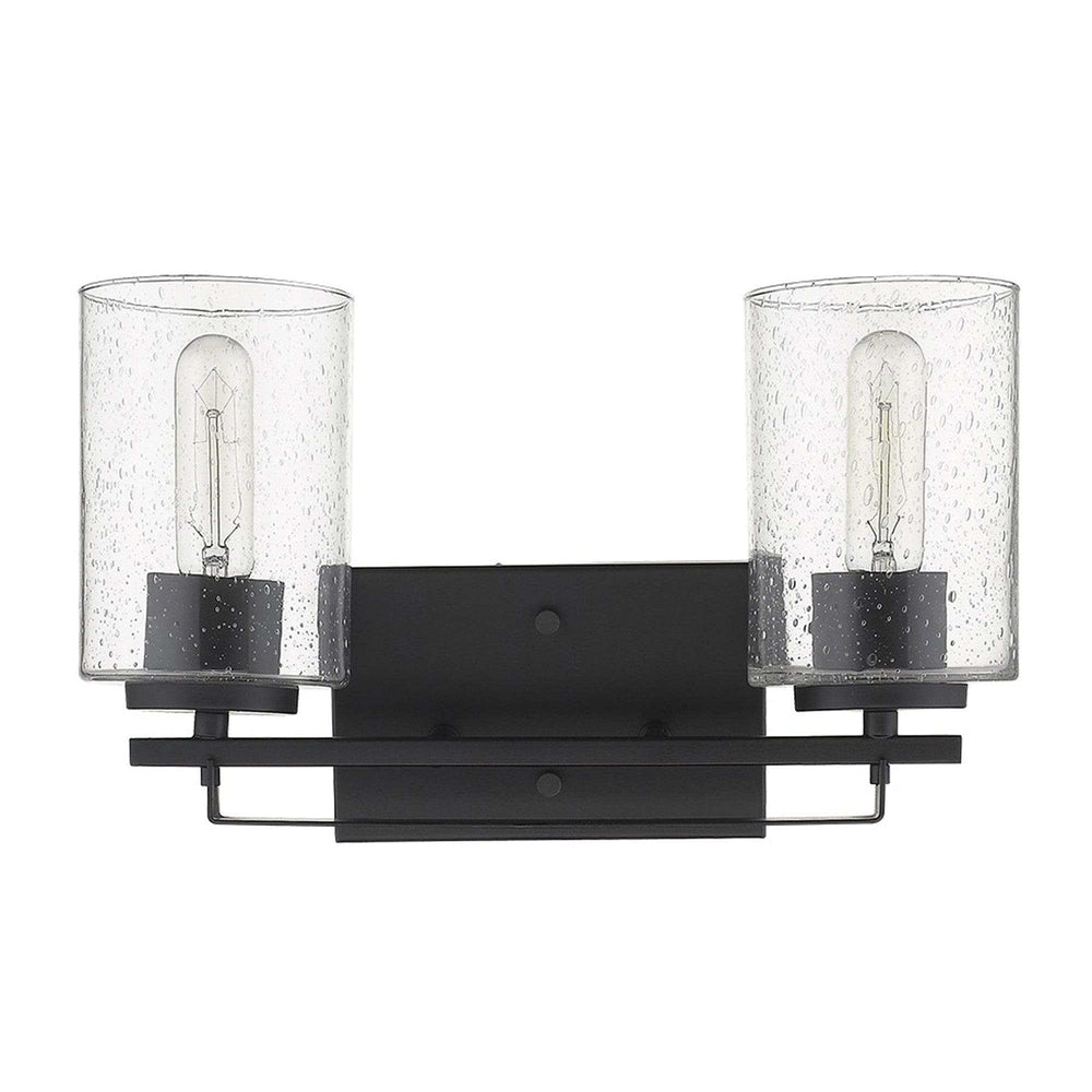 Black Metal and Textured Glass Two Light Wall Sconce - Homeroots - Flyclothing LLC