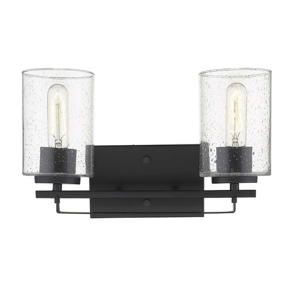Black Metal and Textured Glass Two Light Wall Sconce - Homeroots - Flyclothing LLC
