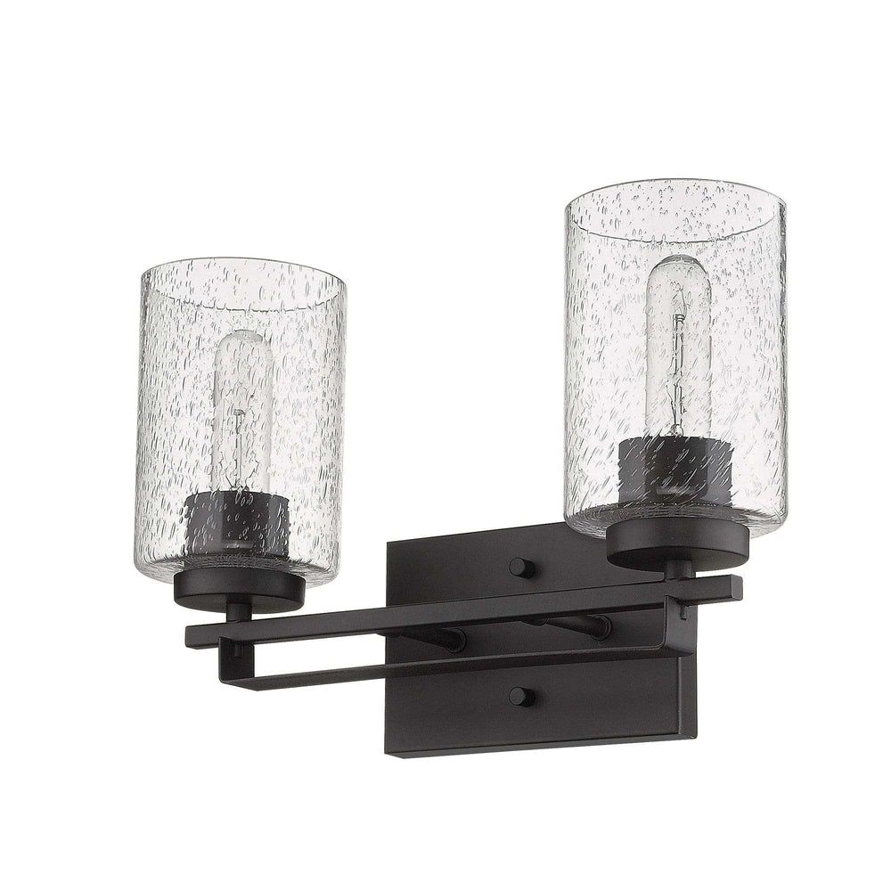 Bronze Metal and Textured Glass Two Light Wall Sconce - Homeroots - Flyclothing LLC