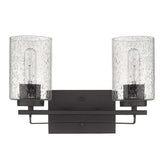 Bronze Metal and Textured Glass Two Light Wall Sconce - Homeroots - Flyclothing LLC