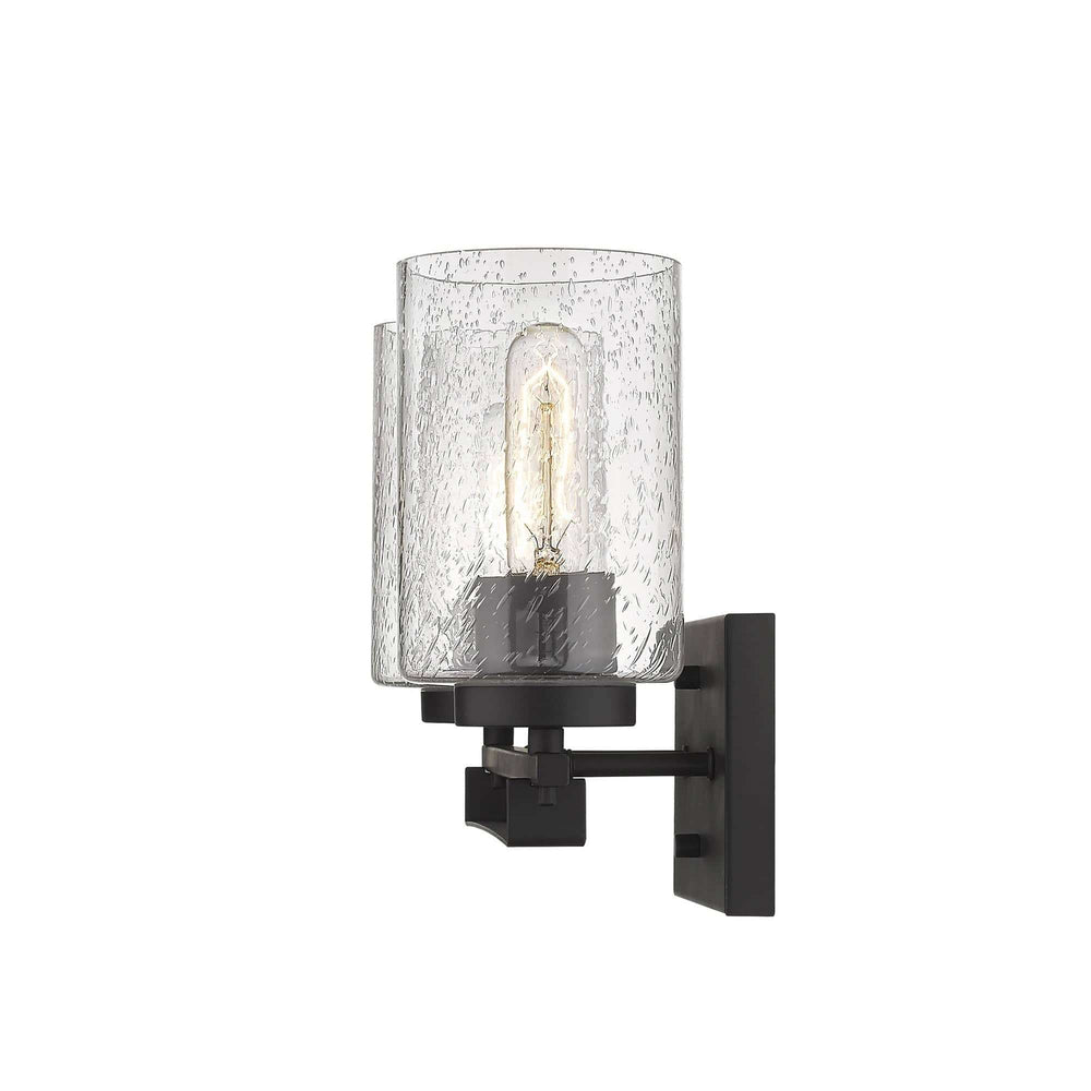 Bronze Metal and Textured Glass Two Light Wall Sconce - Homeroots - Flyclothing LLC