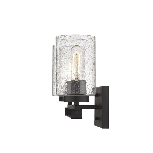 Bronze Metal and Textured Glass Two Light Wall Sconce - Homeroots - Flyclothing LLC