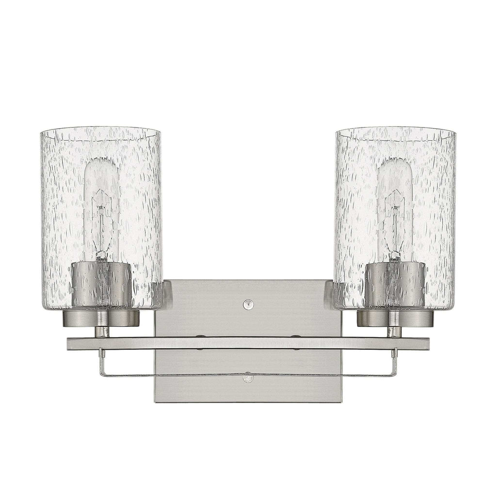 Silver Metal and Textured Glass Two Light Wall Sconce - Homeroots - Flyclothing LLC