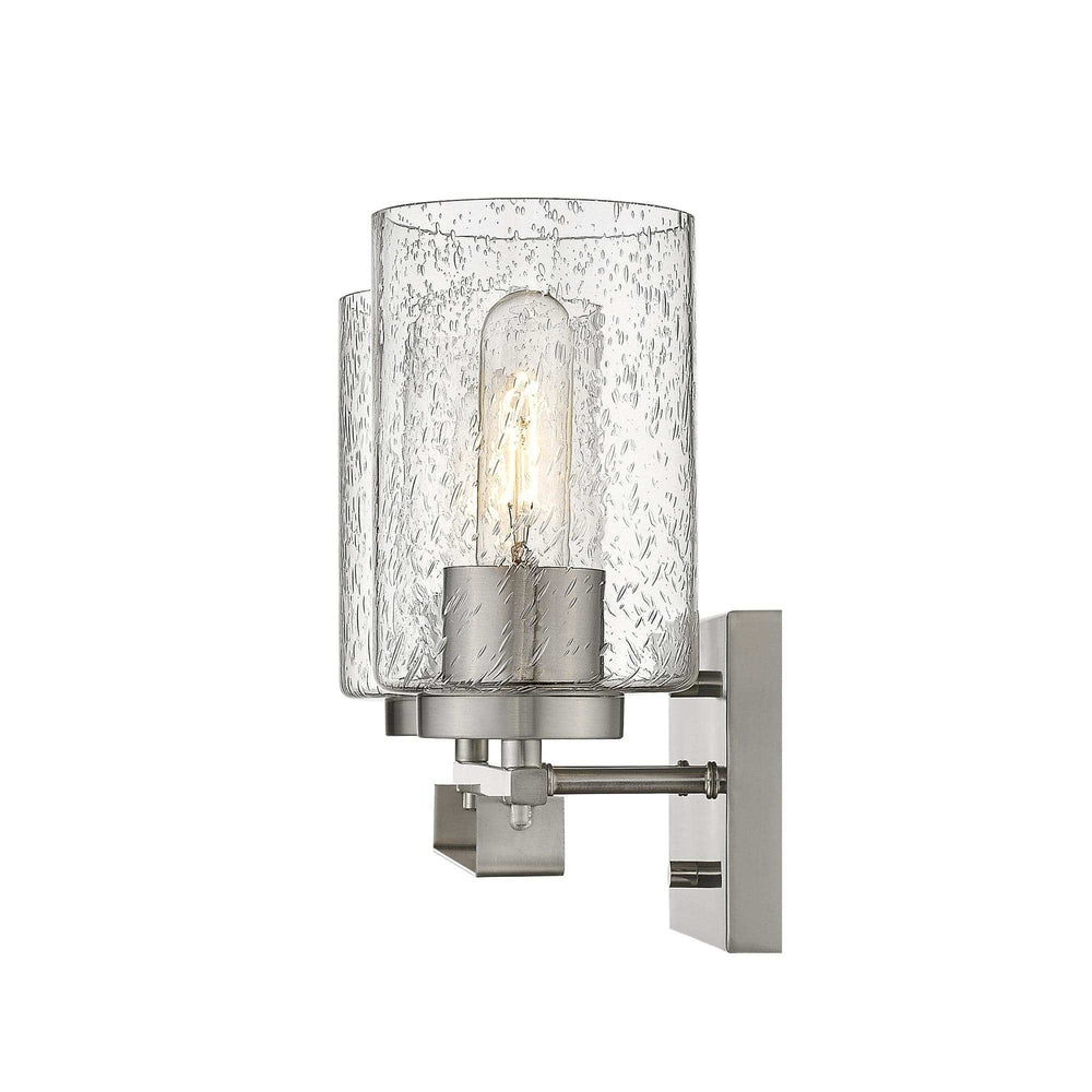 Silver Metal and Textured Glass Two Light Wall Sconce - Homeroots - Flyclothing LLC