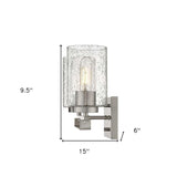 Silver Metal and Textured Glass Two Light Wall Sconce - Homeroots - Flyclothing LLC