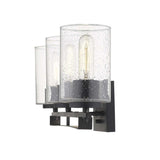 Black Metal and Textured Glass Three Light Wall Sconce - Homeroots - Flyclothing LLC