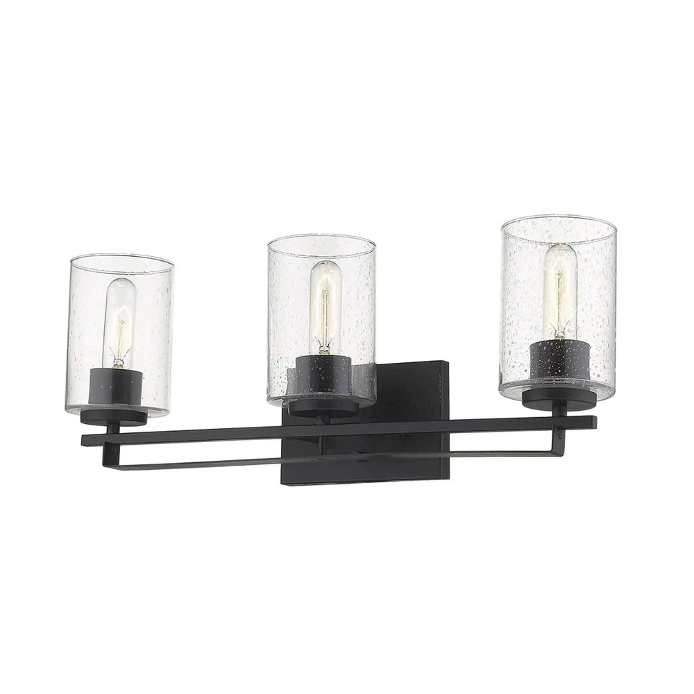 Black Metal and Textured Glass Three Light Wall Sconce - Homeroots - Flyclothing LLC