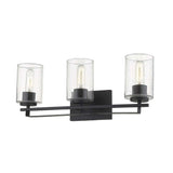 Black Metal and Textured Glass Three Light Wall Sconce - Homeroots - Flyclothing LLC