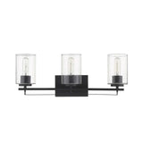 Black Metal and Textured Glass Three Light Wall Sconce - Homeroots - Flyclothing LLC