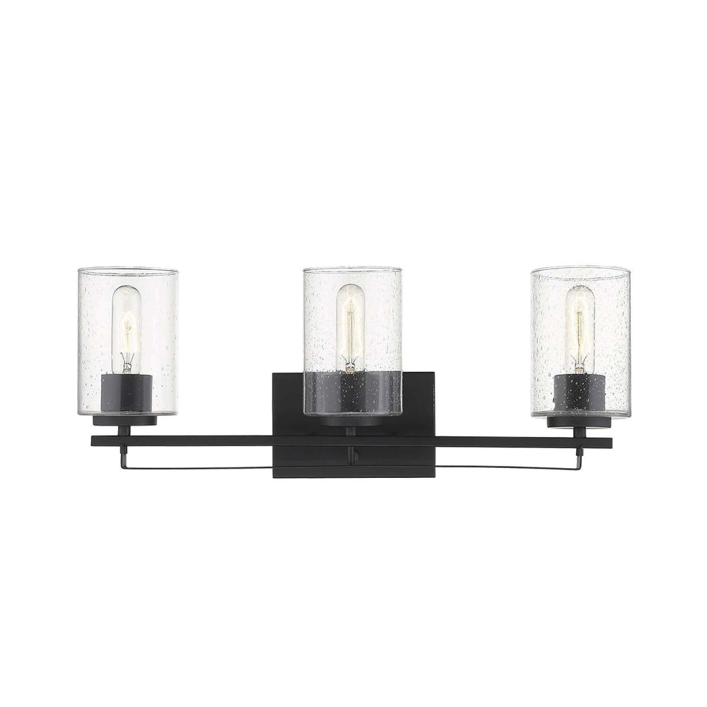 Black Metal and Textured Glass Three Light Wall Sconce - Homeroots - Flyclothing LLC