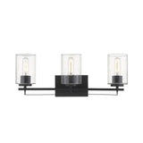 Black Metal and Textured Glass Three Light Wall Sconce - Homeroots - Flyclothing LLC
