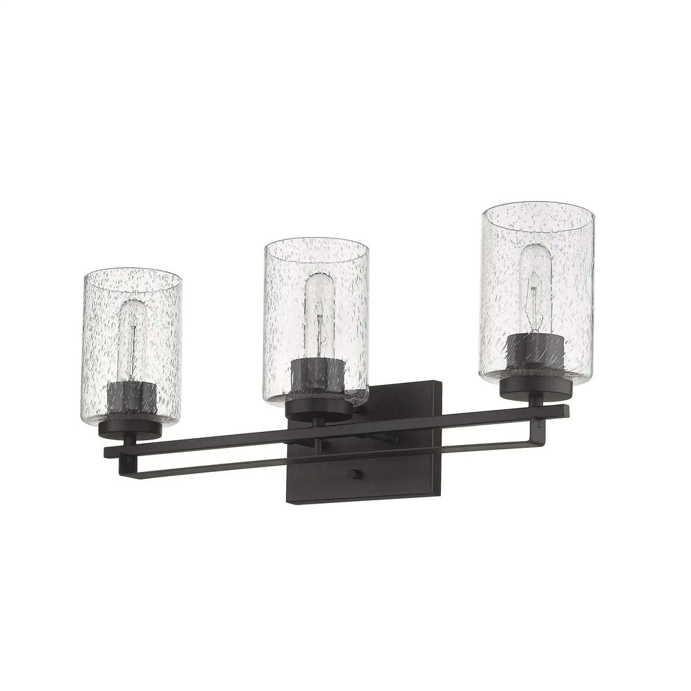 Bronze Metal and Textured Glass Three Light Wall Sconce - Homeroots - Flyclothing LLC