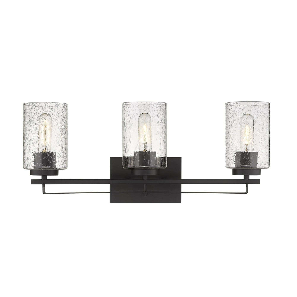 Bronze Metal and Textured Glass Three Light Wall Sconce - Homeroots - Flyclothing LLC