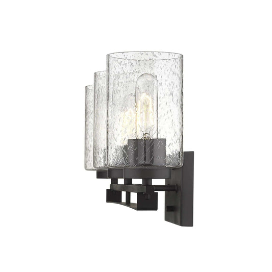 Bronze Metal and Textured Glass Three Light Wall Sconce - Homeroots - Flyclothing LLC