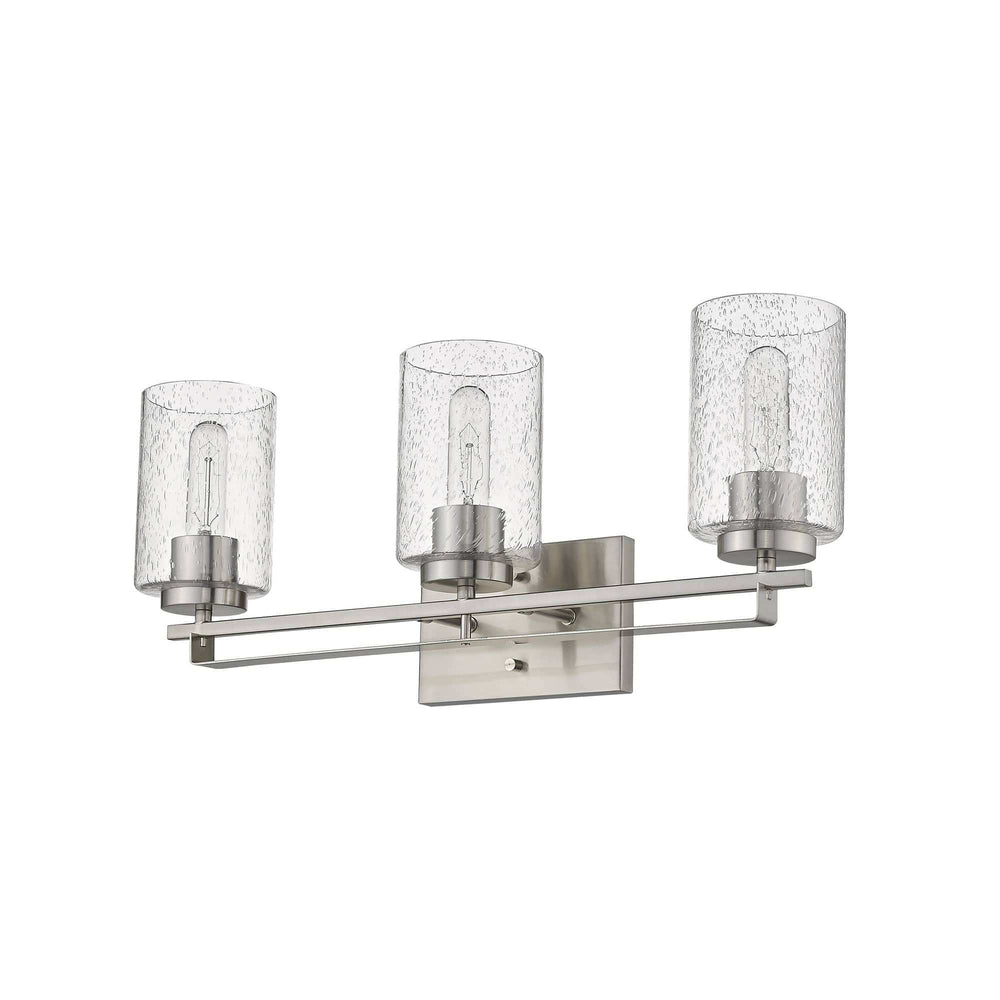 Silver Metal and Textured Glass Three Light Wall Sconce - Homeroots - Flyclothing LLC