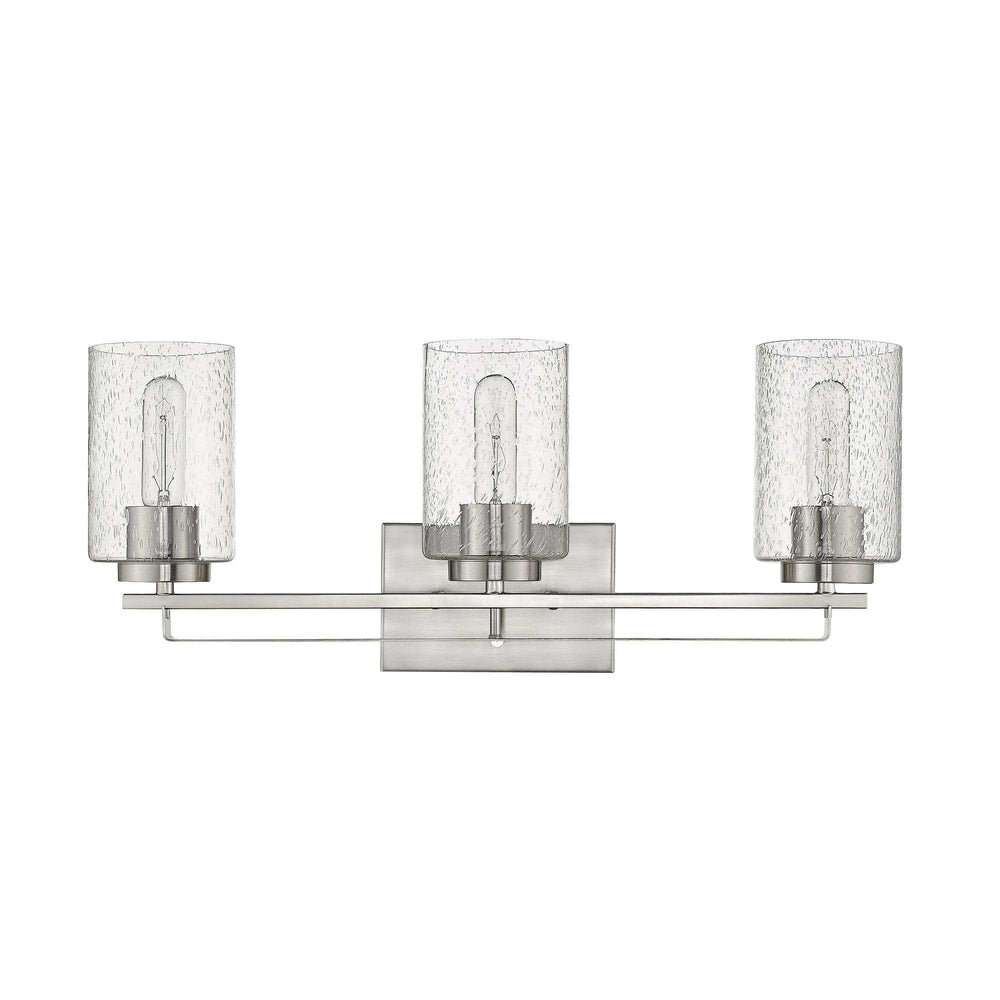 Silver Metal and Textured Glass Three Light Wall Sconce - Homeroots - Flyclothing LLC