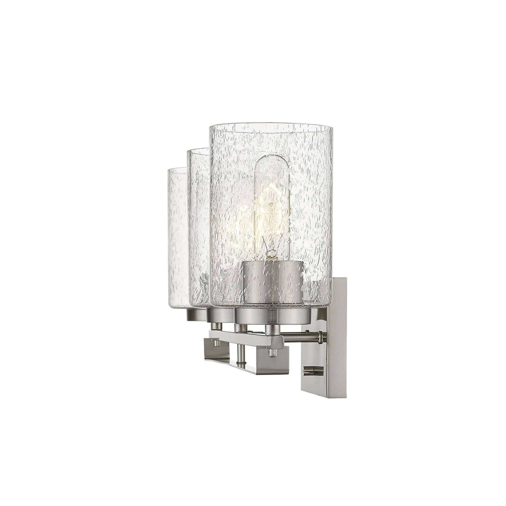 Silver Metal and Textured Glass Three Light Wall Sconce - Homeroots - Flyclothing LLC