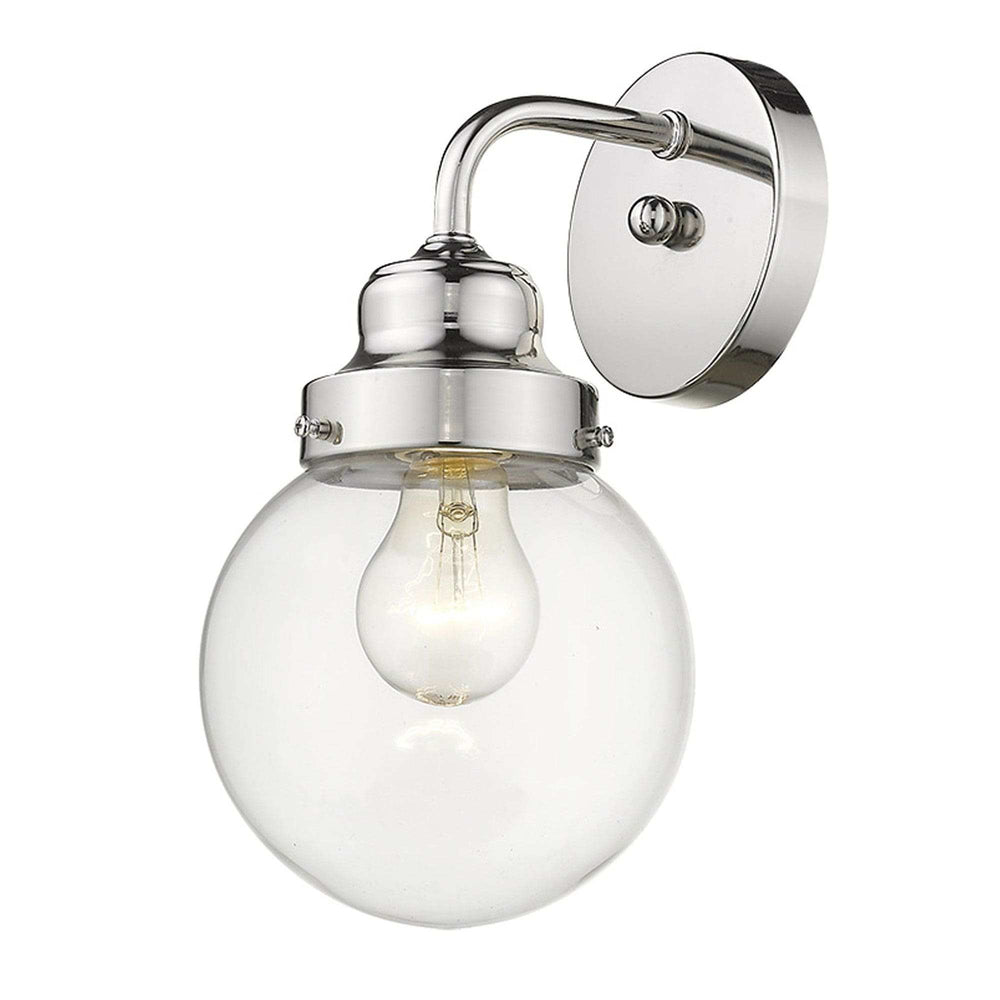 One Light Silver Wall Sconce with Round Glass Shade - Homeroots - Flyclothing LLC