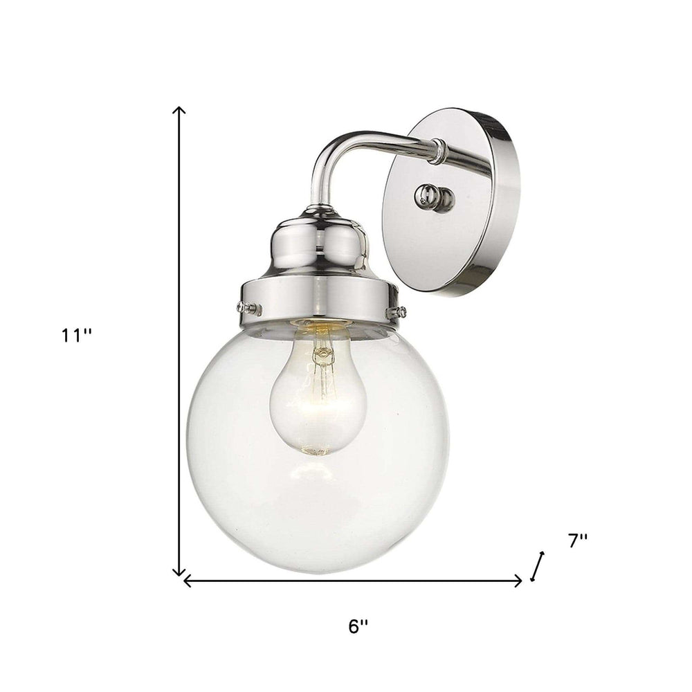 One Light Silver Wall Sconce with Round Glass Shade - Homeroots - Flyclothing LLC