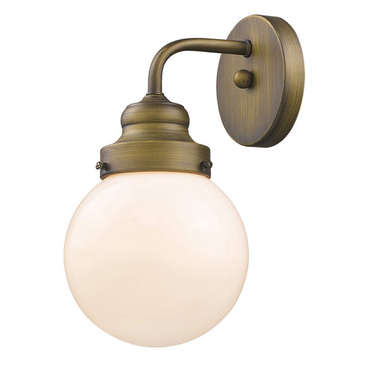 One Light Gold Wall Sconce with Round Glass Shade - Homeroots - Flyclothing LLC