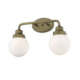 Two Light Gold Wall Sconce with Round Glass Shade - Homeroots - Flyclothing LLC
