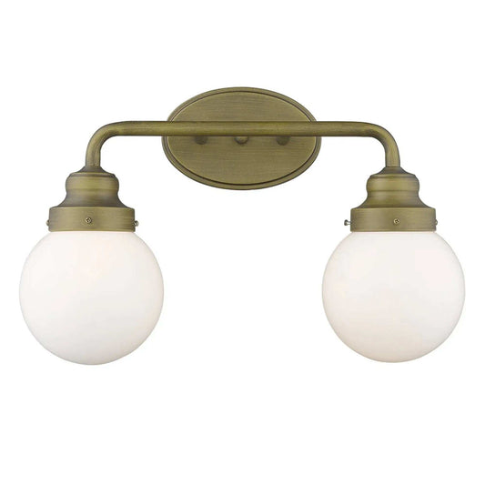 Two Light Gold Wall Sconce with Round Glass Shade - Homeroots - Flyclothing LLC