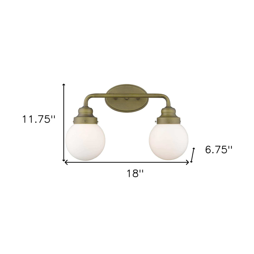 Two Light Gold Wall Sconce with Round Glass Shade - Homeroots - Flyclothing LLC