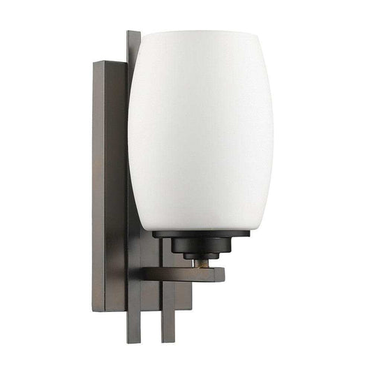 Geometric Bronze Wall Sconce with Frosted Glass Shade - Homeroots - Flyclothing LLC