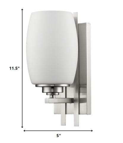 Geometric Silver Wall Sconce with Frosted Glass Shade - Homeroots - Flyclothing LLC