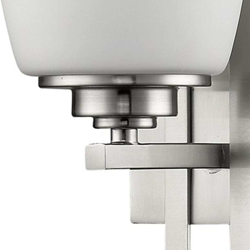 Geometric Silver Wall Sconce with Frosted Glass Shade - Homeroots - Flyclothing LLC