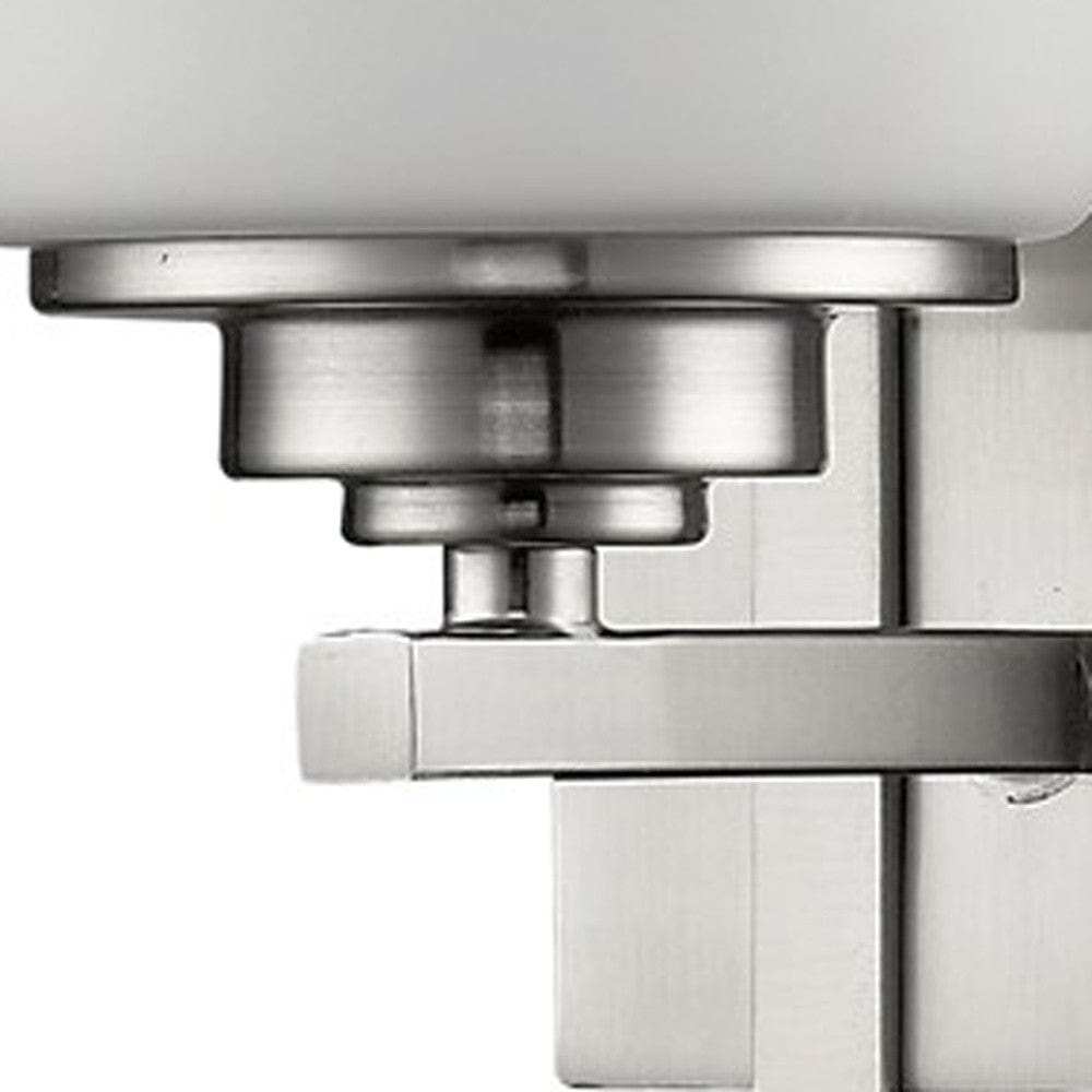 Geometric Silver Wall Sconce with Frosted Glass Shade - Homeroots - Flyclothing LLC