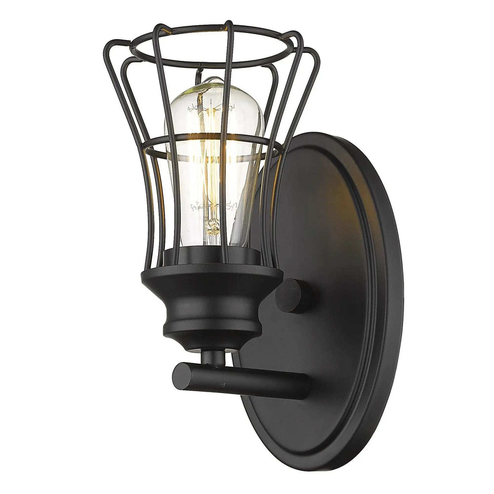 One Light Matte Black Cage Wall Sconce - Homeroots - Flyclothing LLC