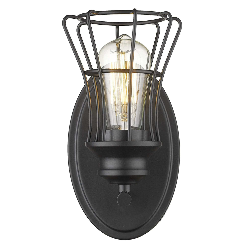 One Light Matte Black Cage Wall Sconce - Homeroots - Flyclothing LLC