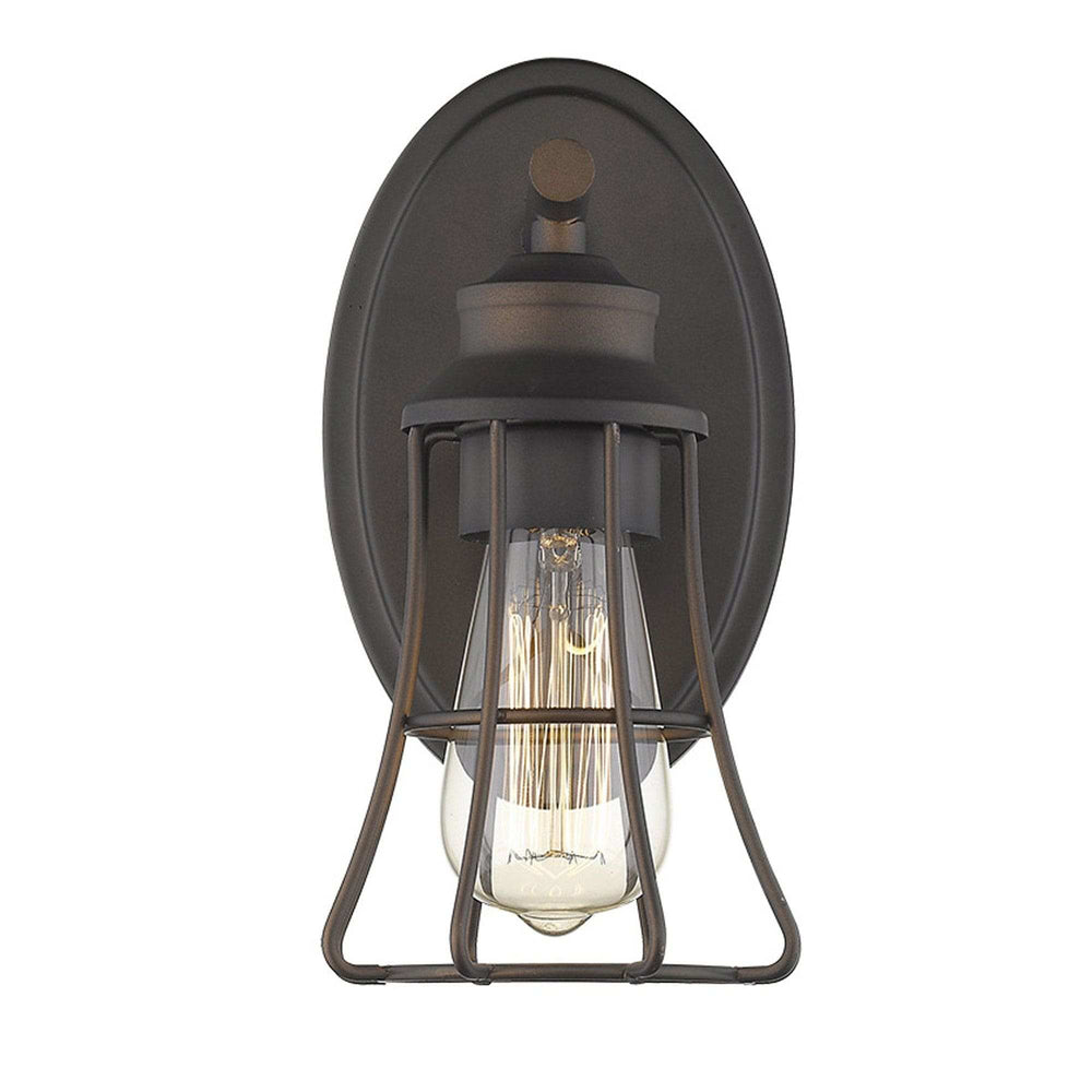 One Light Bronze Cage Wall Light - Homeroots - Flyclothing LLC