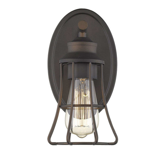One Light Bronze Cage Wall Light - Homeroots - Flyclothing LLC