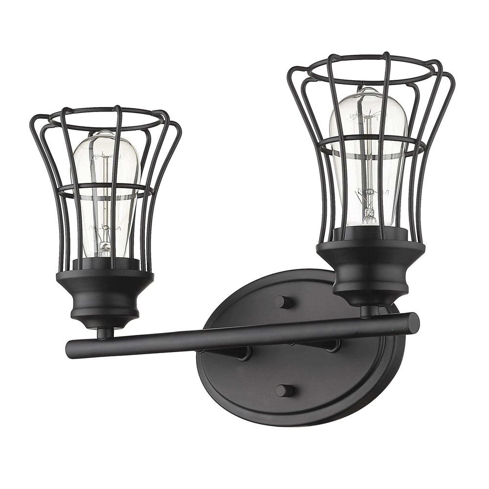 Two Light Matte Black Cage Wall Sconce - Homeroots - Flyclothing LLC