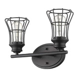 Two Light Matte Black Cage Wall Sconce - Homeroots - Flyclothing LLC