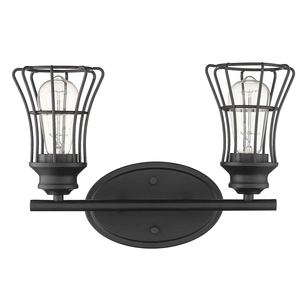Two Light Matte Black Cage Wall Sconce - Homeroots - Flyclothing LLC