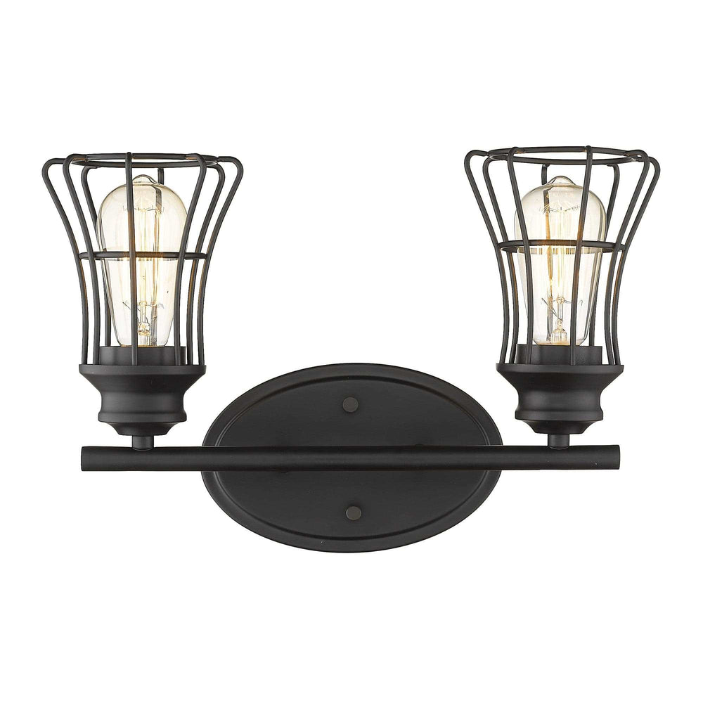 Two Light Matte Black Cage Wall Sconce - Homeroots - Flyclothing LLC