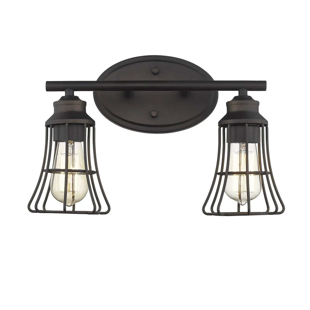 Two Light Bronze Cage Wall Light - Homeroots - Flyclothing LLC