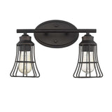 Two Light Bronze Cage Wall Light - Homeroots - Flyclothing LLC