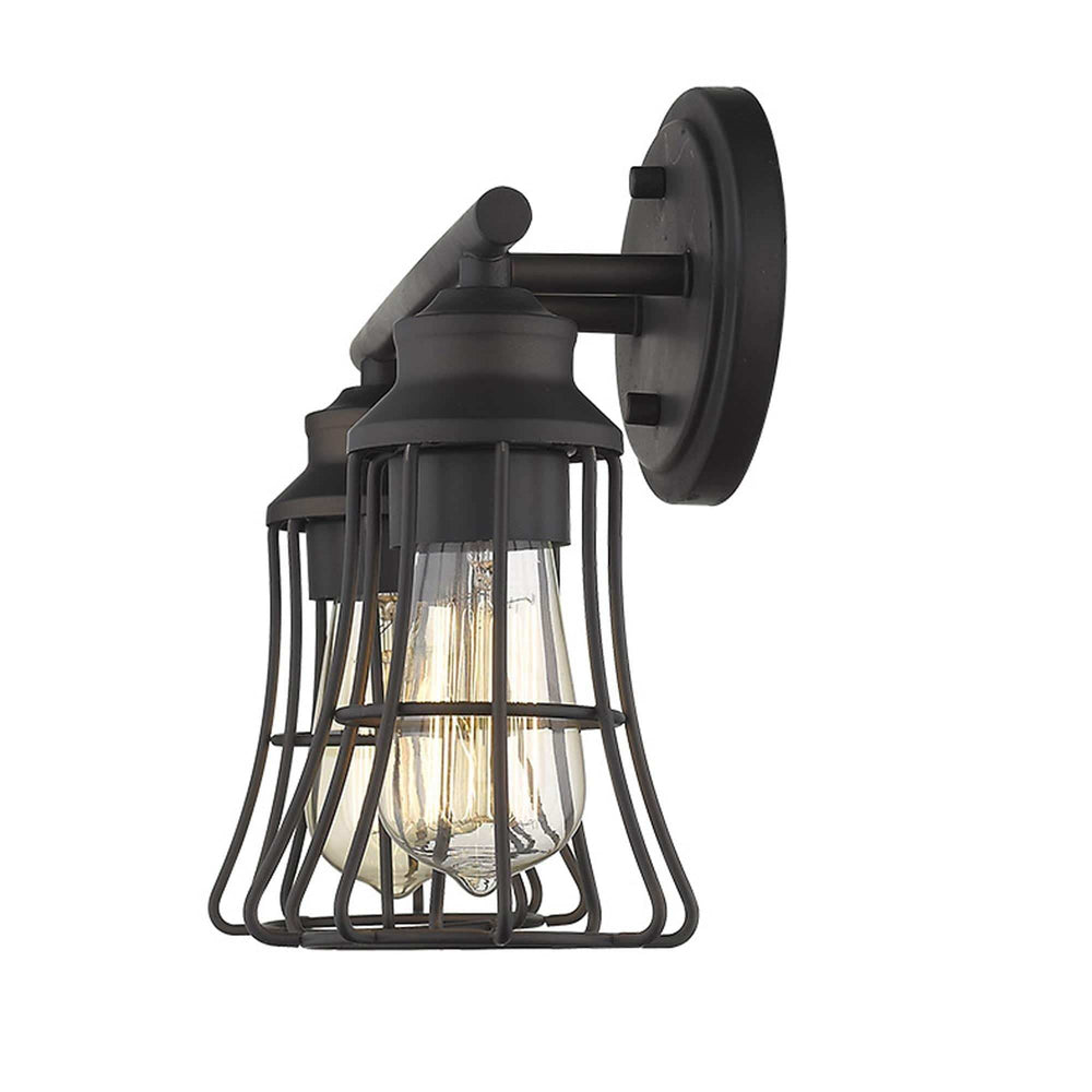 Two Light Bronze Cage Wall Light - Homeroots - Flyclothing LLC