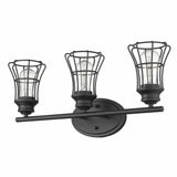 Three Light Matte Black Cage Wall Sconce - Homeroots - Flyclothing LLC