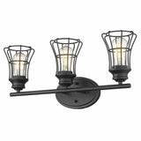 Three Light Matte Black Cage Wall Sconce - Homeroots - Flyclothing LLC