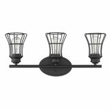 Three Light Matte Black Cage Wall Sconce - Homeroots - Flyclothing LLC