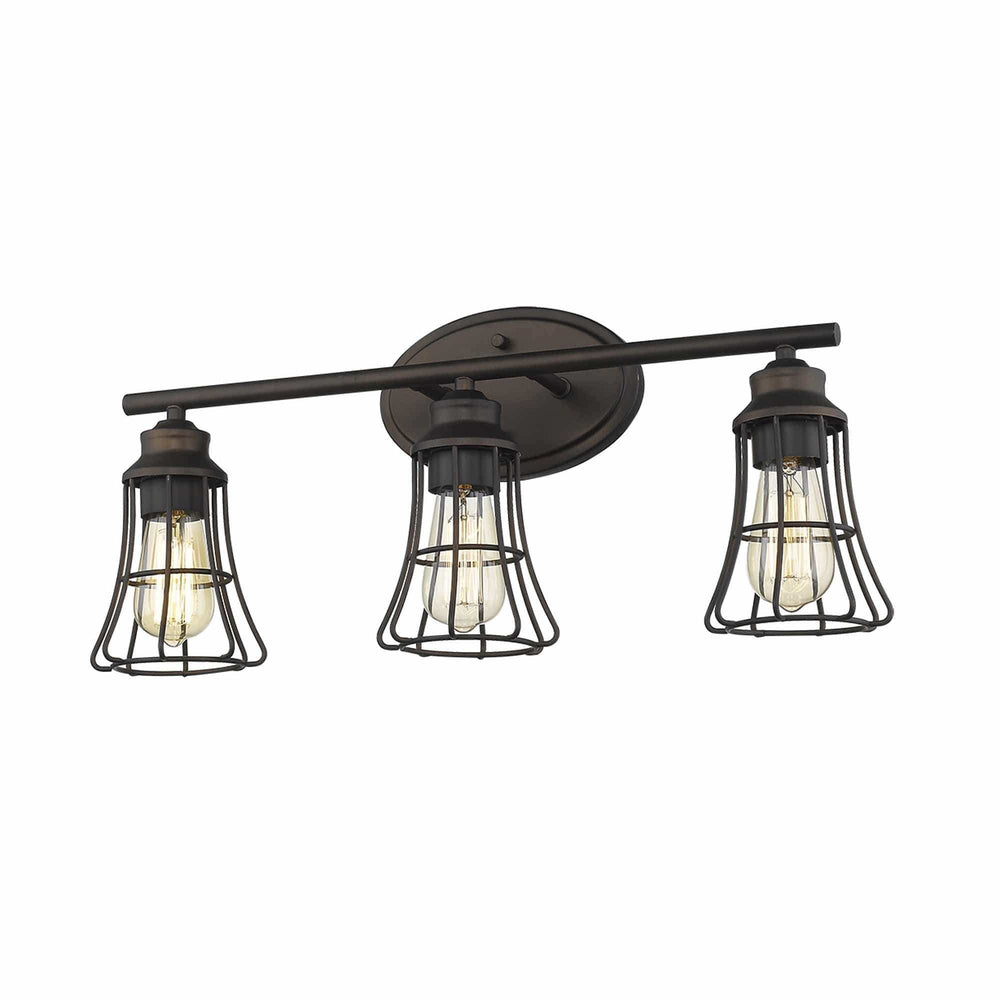 Three Light Bronze Cage Wall Light - Homeroots - Flyclothing LLC