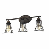 Three Light Bronze Cage Wall Light - Homeroots - Flyclothing LLC
