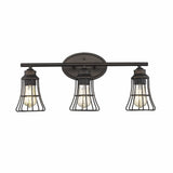 Three Light Bronze Cage Wall Light - Homeroots - Flyclothing LLC